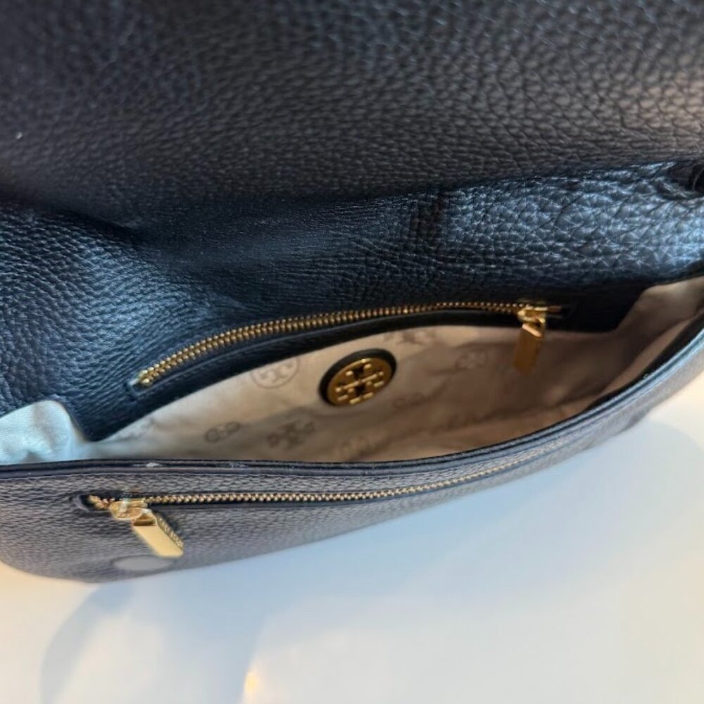 Tory Burch Leather Amanda Black Clutch with Gold Chain - Picture 3 of 4